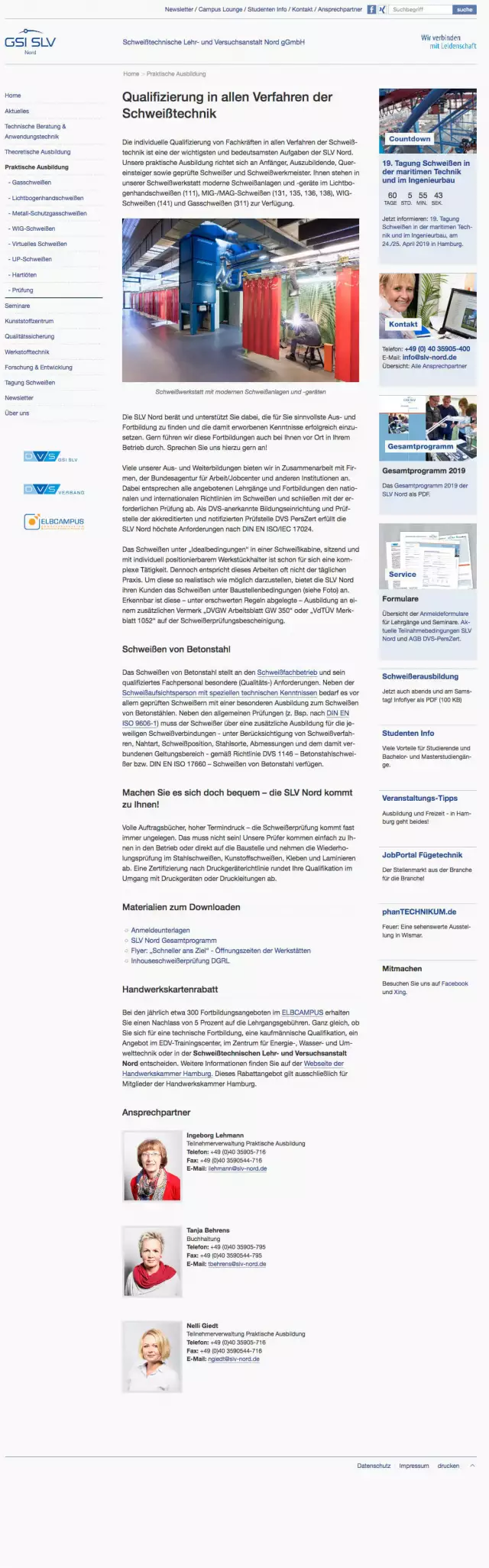 SLV Nord Webdesign, Screenshot Website