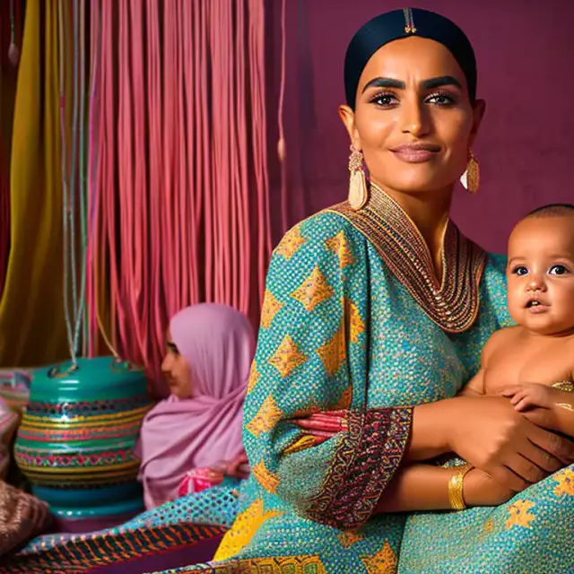 marrokanische junge Mutter mit Kind, KI generiert, 11.2022
